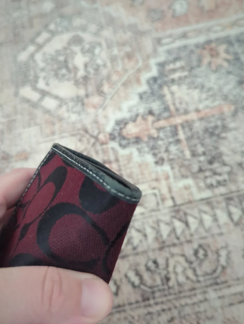 vintage Coach Soho long wallet burgundy Black Monogram Canvas Leather Interior